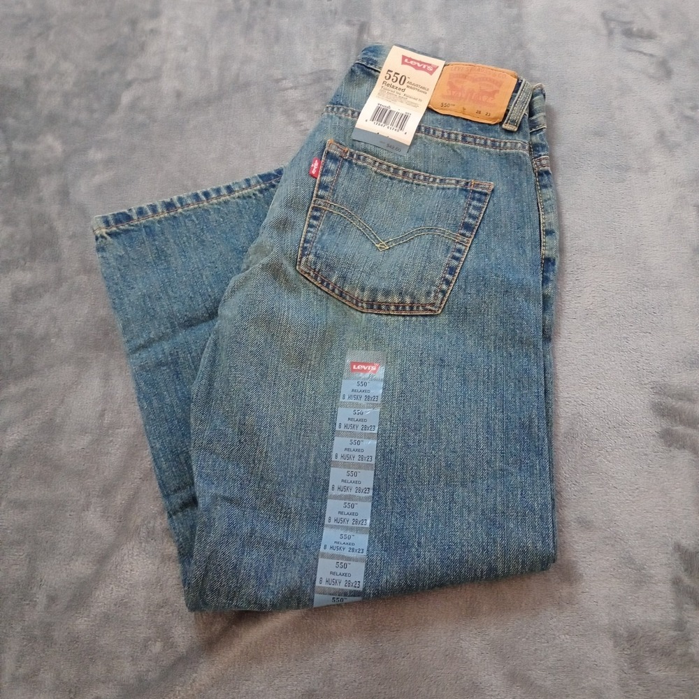 Levis 550 Relaxed Boys 8 Husky 28x23 Blue Jeans Adjustable‎ Waist Medium Wash